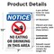 Signmission No Eating Or Drinking, 7 in W x Rectangle, Plastic OS-2PACK-NS-P-710-V-14500 - alternate 4